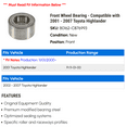 thumbnail image 2 of Front Wheel Bearing - Compatible with 2001 - 2007 Toyota Highlander 2002 2003 2004 2005 2006, 2 of 2