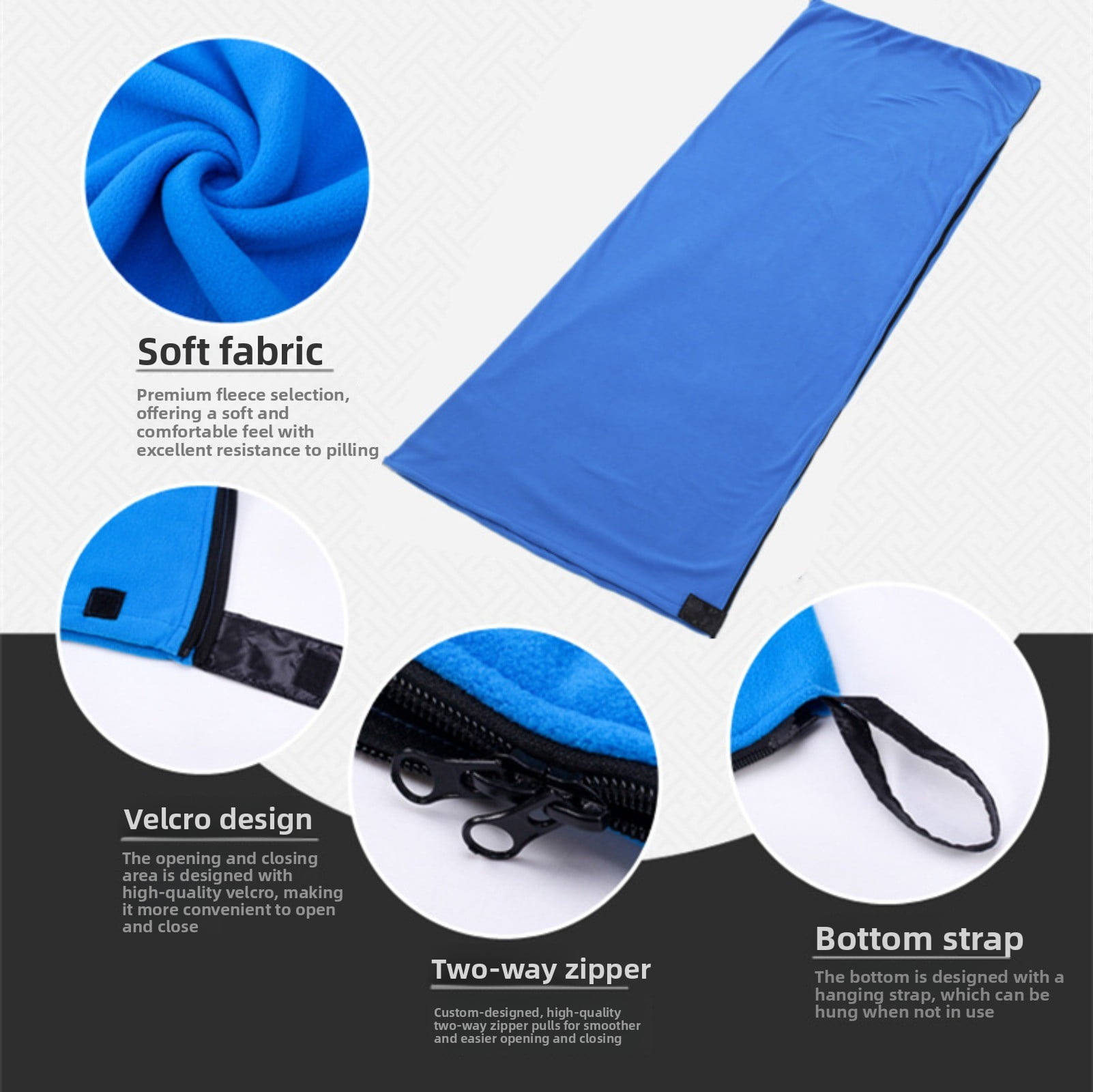 4 Season Adult Lightweight Warm Fleece Sleeping Bag for Camping Hiking Indoor Napping