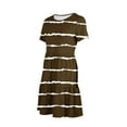 thumbnail image 5 of DeHolifer Womens Casual Dress Summer Beach Striped Dress Short Sleeve Crewneck Knee Length Dresses Loose Sundress Brown XL, 5 of 6