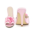 thumbnail image 2 of BLISSFUL STEP Flower Open Toe Slip on Stiletto Heel Slide Sandals for Women Bling Pink 9.5, 2 of 7