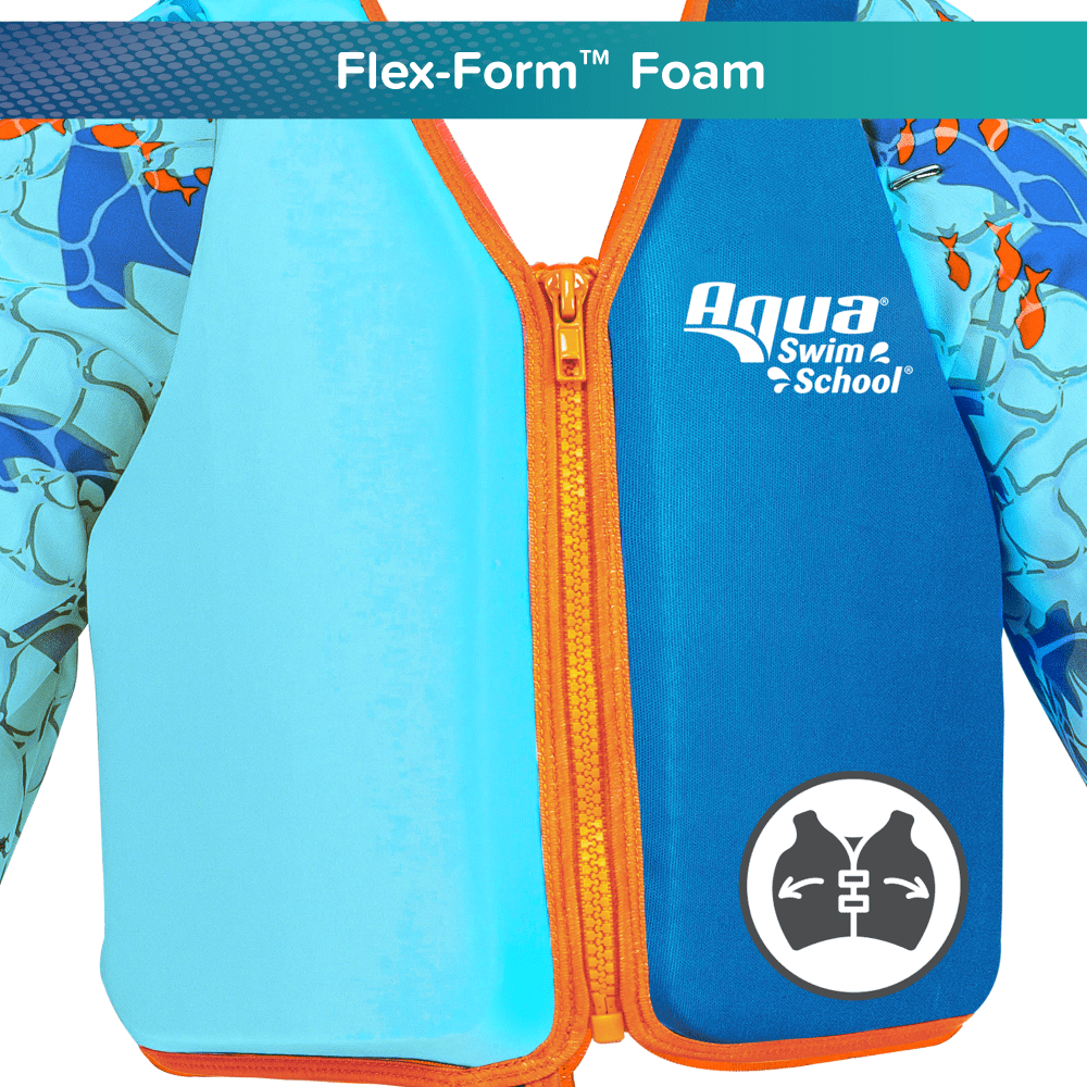 (2 pack) Aqua SwimSchool Grow-with-Me Swim Vest, Ages 3-6, Blue Shark
