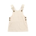 thumbnail image 2 of Seyurigaoka Seyurigaoka Baby Girl's Solid Corduroy Suspenders Skirt, Adjustable Straps Corduroy Short Dress with Two Pockets in Front, 2 of 6