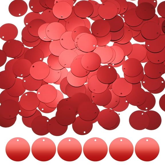 Uxcell 5-Pack 20 mm Flat Round Loose Sequins Paillettes for Crafts for DIY Projects/Sewing [Red]