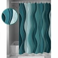 thumbnail image 3 of 72x78 Inch Shower Curtain Turquoise Ombre Bathroom Decor Waterproof Fabric Bathtub Bath Curtains Decorative Abstract Art Moire Ocean Waves Extra Long Shower Curtain Set with Hooks, 3 of 6
