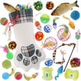 thumbnail image 1 of Calcetín navideño QBSM Cat con 26 juguetes Plaid Paw para mascotas, 1 of 7