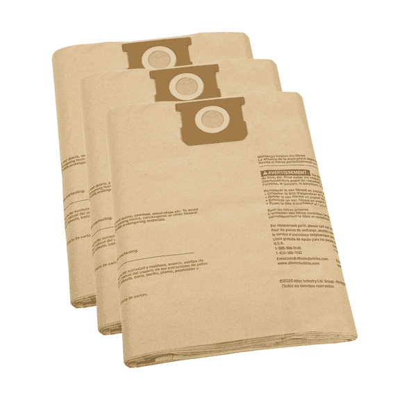 Universal Disposable Dust Bag 3-Pack for 15-22 Gallon Wet/Dry Vacuum