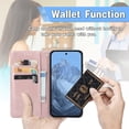 thumbnail image 4 of Wallet Case for Google Pixel 9 Pro XL,[RFID Blocking] 3 Card Holder & Cash Slot Stand with Credit Card Slot PU Leather Magnetic Clasp Protective Flip Kickstand with Wrist Strap Cover, Rosegold, 4 of 7