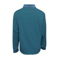 thumbnail image 4 of Dazajoo Oversized Button Down Shacket for Women Long Sleeve Waffle Knit Tops Casual Color Block Lapel Collar Shirts with Denim Trim,Navy,XXL, 4 of 5