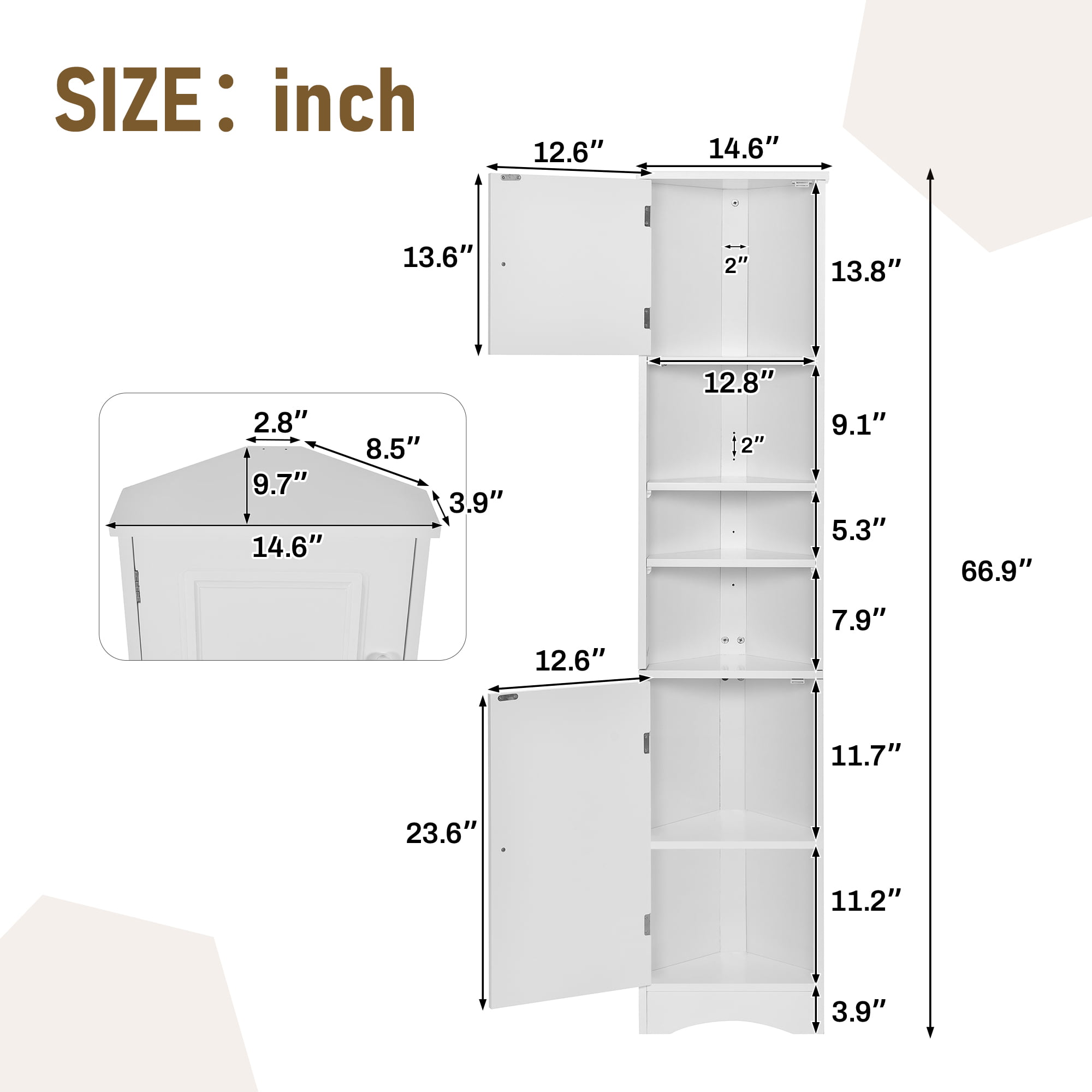 Dropship Multi-Functional Corner Cabinet Tall Bathroom Storage