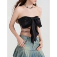 thumbnail image 6 of Musuos Women's Big Bow Front Tube Tops Strapless Contrast Color Bandeau Slim Fit Tops Summer Shirts, 6 of 9