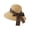 Khaki, variant on Women's Wide Brim Straw Sun Hat, Elegant Leopard Bow Beach Cap, Summer UV Protection Fedora, Chic Vacation Panama Safari Hat.