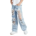 thumbnail image 4 of XQYLOS Girls Baggy Jeans Wide Leg Ripped High Elastic Waist Denim Pants Summer Trousers 𝖸𝟤𝗄 Street Fashion Cute Casual Loose Fit Outfits 7-14 Years, 4 of 7
