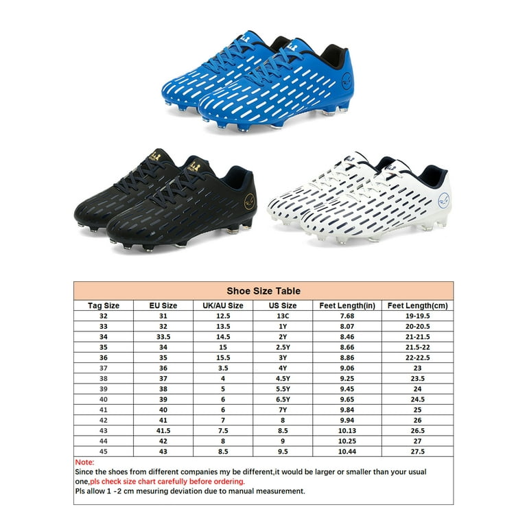SIMANLAN Kids Soccer Cleats Lace-Up Turf Soccer Shoes Mens Outdoor Indoor  Training Sneakers Blue 8.5 - Walmart.com
