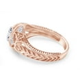 thumbnail image 4 of Round Cut White Cubic Zirconia Milgrain Art Deco Engagement Ring In 14K Rose Gold Plated 925 Sterling Silver (Color: White, Clarity: VVS1-VVS2, 0.09 Cttw) -9, 4 of 7