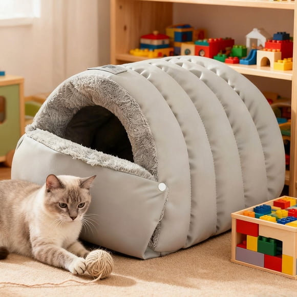Cama cueva para gatos, nido cálido para gatos, cómoda y suave cama oculta, casa para gatos de interior, gatitos y cachorros, ideal para relajarse. M