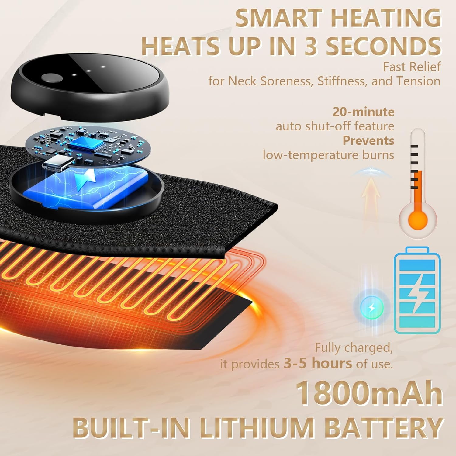 Cordless Heating Pad for Neck and Shoulder, Electric Neck Massager for Pain Relief, Portable Heating Pad for Knee, Arms and Legs with Heating and Vibration Functions, Gifts for Her or Him(Black)