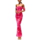 thumbnail image 1 of Vestido PRETTYGARDEN 2025 Verano Maxi Floral Hombros Descubiertos Rosa Talle S, 1 of 5