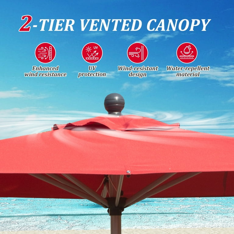 8 ft solar patio umbrella Tatayosi 10 ft Outdoor Patio Umbrella Solar Powered LED Lighted Sun Shade  Market Waterproof 8 Ribs Umbrella with Crank and Cross Base