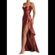 thumbnail image 3 of Vestido de Cóctel para Mujer, Ajustado, Informal, , con Escote en V, Sin Mangas, de Satén, con Volantes en el Bajo y Espalda Descubierta. Rojo Ladrillo S, 3 of 10