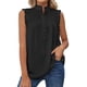 thumbnail image 1 of Camiseta sin mangas de verano para mujer, camisas informales sin mangas de poliéster, chaleco con cuello con botones lavable a máquina, negro L, 1 of 5