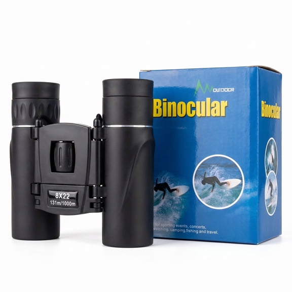 8×22 Compact Binoculars for Adults and Kids, BK7 Prism, Easy Focus, Lightweight Mini Binoculars for Bird Watching, Hunting, Travel – Black