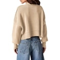 thumbnail image 4 of xiaxaixu Chandail en Tricot Uni/à Rayures pour Femmes Col Rond Manches Longues Pulls Amples Printemps Automne Décontractés Mode Urbaine, 4 of 6