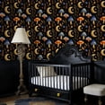 thumbnail image 4 of Magic Peel and Stick Wallpaper Gold Star Moon Mushroom Forest Black Wall Mural 17.7in x 9.8ft Self Adhesive Removable Wall Paper Renter Friendly Wallpaper for Kids Bedroom Living Room, 4 of 8