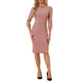 thumbnail image 2 of INSPIRE CHIC Robe Vintage pour Femmes Manches 3/4 Robe Fourreau L Rose Sale, 2 of 6