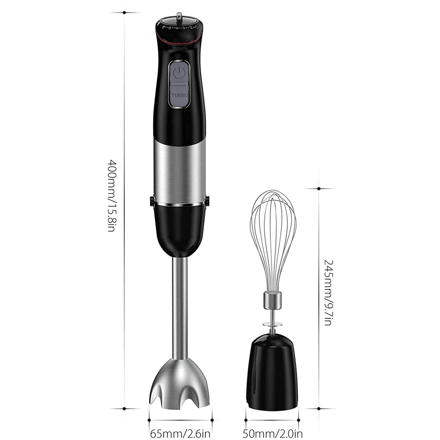 500W 2in1 Hand Blender with Whisk, Stick Blender with 6 Adjustable