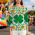 thumbnail image 5 of Pounoo St Patricks Day 3/4 Sleeve Tops for Women St. Pattys Irish Lucky Shamrock Sequin Shirts Outfit Festival Tops Green Clover Clothes Gift, 5 of 8