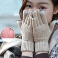 thumbnail image 4 of Guantes de lana de invierno para hombre y mujer, manoplas gruesas y cálidas con dedos completos para ciclismo al aire libre, manoplas tejidas de Cachemira con pantalla táctil, 4 of 5
