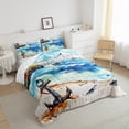 thumbnail image 4 of Erosebridal Nautical Sailing Bedding Queen Comforter Set, Coastal Sea Down Comforter, Retro Anchor Compass Decor, Microfiber, 4 of 8