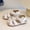 Beige, variant on Liyamei Spring And Summer Girls' Small Children Bow Beach Bag Head Sandals Roman Shoes Shoes Girls Dress Sandals Size Beige 15-18 Months