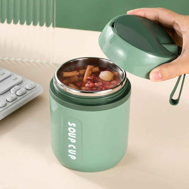 Thermal Soup Mug with Lid and Folding Scoop, Soup to Go Container Cereal  Cup with Lanyard for Soups, Noodles, Hot Cereal and More