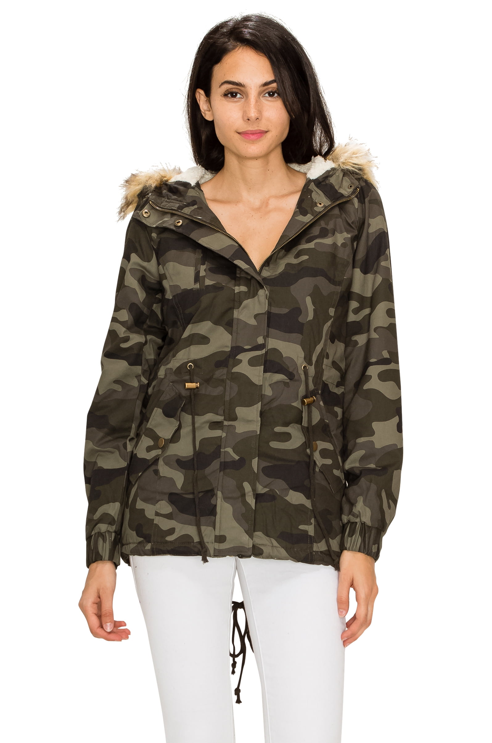 Made by Johnny Women's Military Safari Anorak Parka Jacket with Hoodie