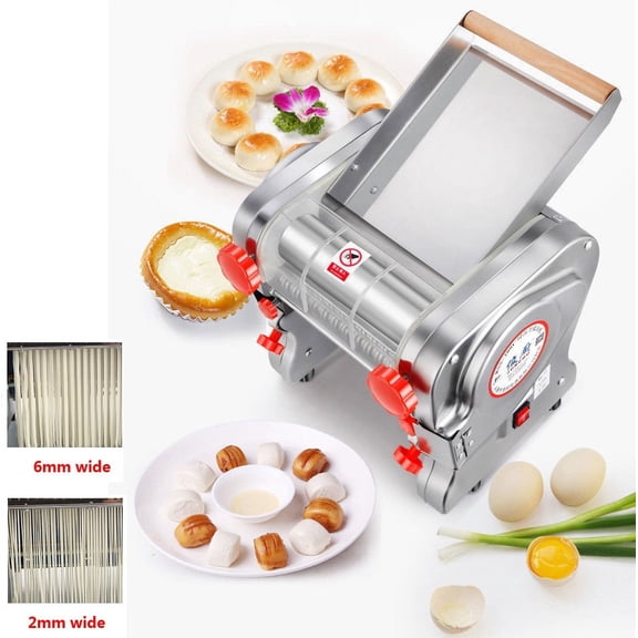 110V 550W Electric Pasta Press Maker Noodle Machine Dumpling Skin for Home Commercial Use, Dough Knife Length 24cm, Noodle Width 2mm/6mm