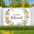 thumbnail image 3 of Floral Design Retirement Celebration Banner Decorative Flower Pattern Happy Retirement for Retirement Party Office Celebration Indoor Decoration, 3 of 9