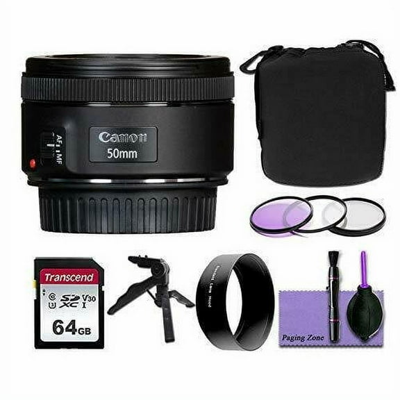 Canon EF 50mm f/1.8 STM Lens w/Deluxe Photo Bundle