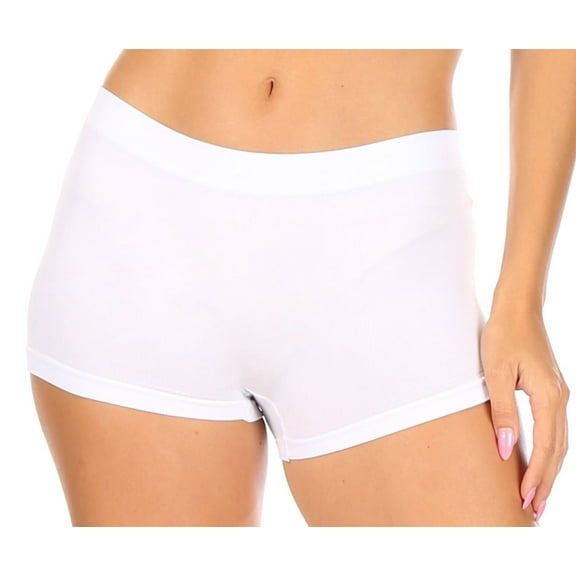 Sakkas Women's Seamless Stretch Boy Short Panties (6 Pack) - White - Plus Size