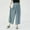 Blue, variant on Asgosdo Boho Pants for Women Blue Oversized Casual Wide Leg Pants Chiffon Pleated Long Pants
