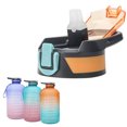 thumbnail image 3 of Eigraketly Botella de agua motivacional de 3,78 l con marcador de tiempo, jarra de plástico reutilizable para bebidas, taza para deportes al aire Ropa Deportiva, Zapatos Verde Púrpura, 3 of 6