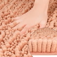 thumbnail image 3 of Unique Bargains Chenille Bathroom Rugs Non-Slip Bath Rugs Plain Washable Soft Shower Mat Pink 20" x 32", 3 of 6