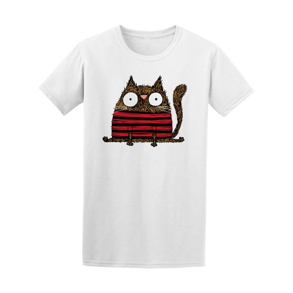 Funny Cartoon Quirky Cat Sketch Tee Men's -Image by Shutterstock