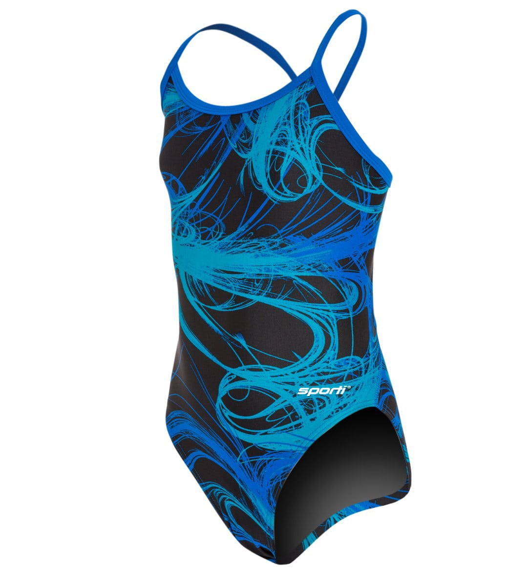 Sporti - Sporti Light Wave Thin Strap One Piece Swimsuit Youth 22-28 - Walmart.com - Walmart.com
