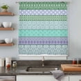 thumbnail image 4 of Purple Green Boho Semi Sheer Curtains Drapes for Living Room, Bedroom, French Doors Window 108 Inches Long, Vintage Ethnic Tribe Abstract Art Rod Pocket Chiffon Curtain Drapery Voile Draperies Panel, 4 of 8
