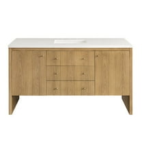 James Martin Vanities 60" Single Vanity, Light Natural Oak w/ 3 CM White Zeus Top