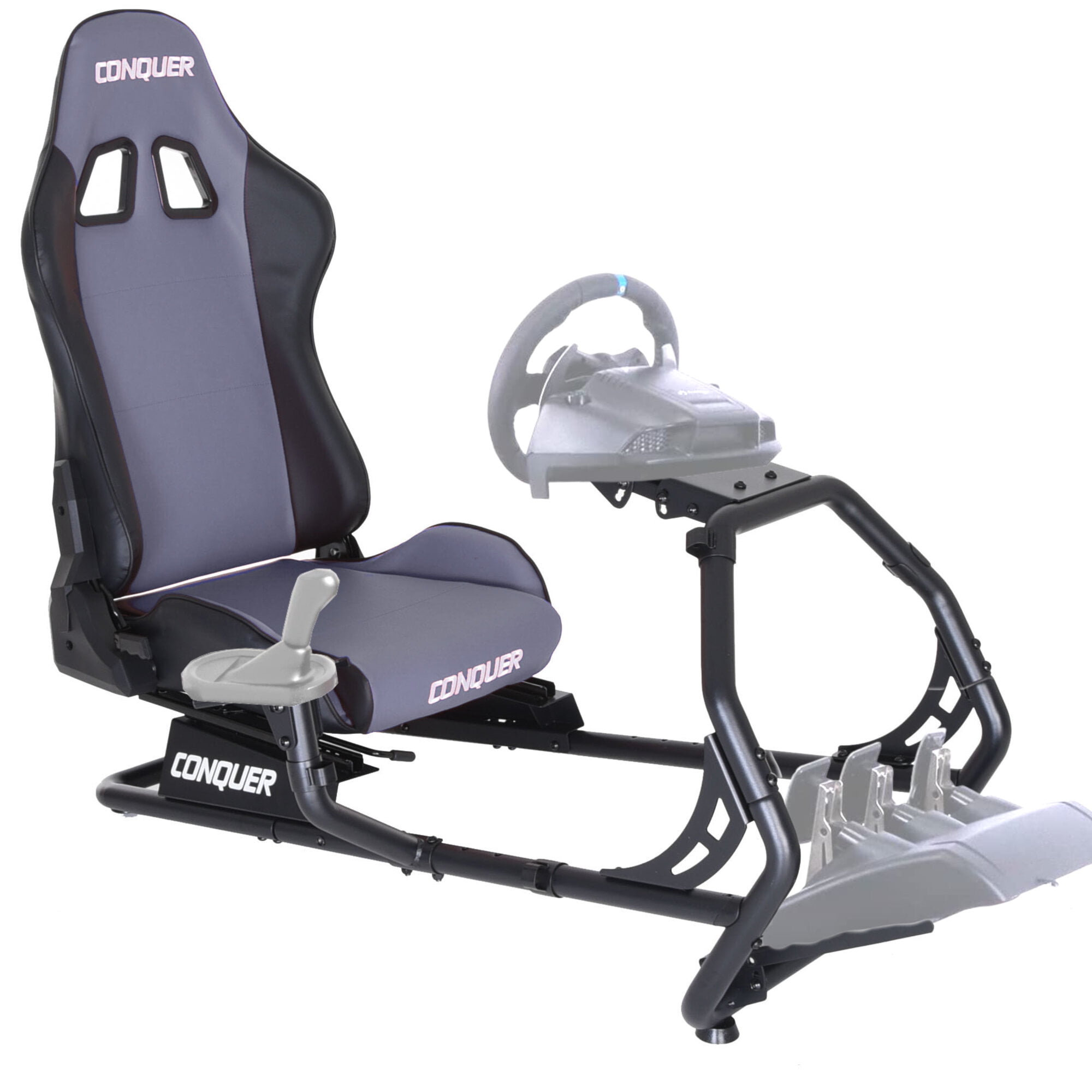 jury Efficiënt Maak leven Conquer Racing Simulator Cockpit Driving Gaming Reclinable Seat with Gear  Shifter Mount - Walmart.com