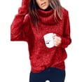thumbnail image 1 of UKAP Suéteres de punto para mujer, suéter de cuello alto, jersey de manga larga, Jersey holgado, Tops de Color sólido, 1 of 2