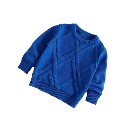 

Casual Solid Round Neck Pullovers Long Sleeve Blue Toddler Boy Sweaters ( Boy s)