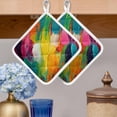thumbnail image 2 of Colorful Pigment Pot Holders for Kitchen Heatproof Potholder, 2 Pack Abstract Color Block Oil Painting Hot Pads Multipurpose Oven Pads Cloth Potholders Trivet for Cooking and Baking, 2 of 8